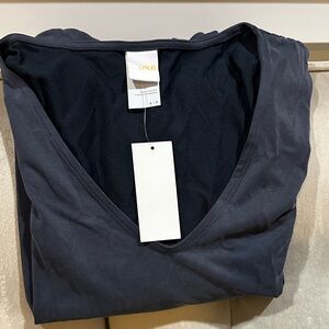 Lolë V-Neck Top in Charcoal